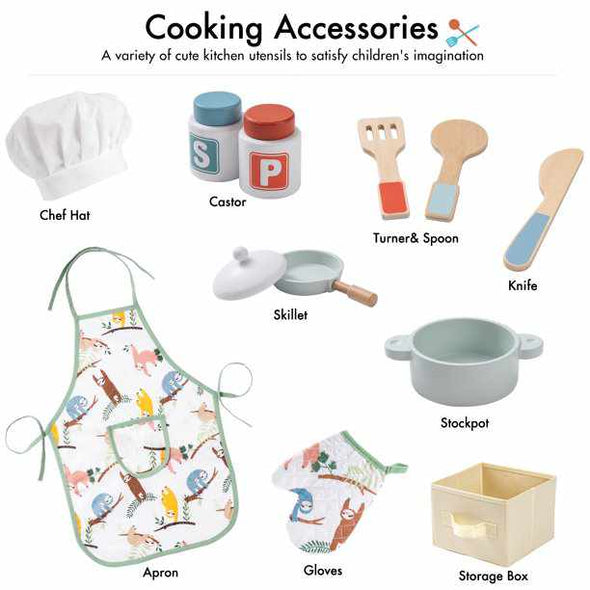 Kid's Wooden Play Kitchen Set - Aroflit