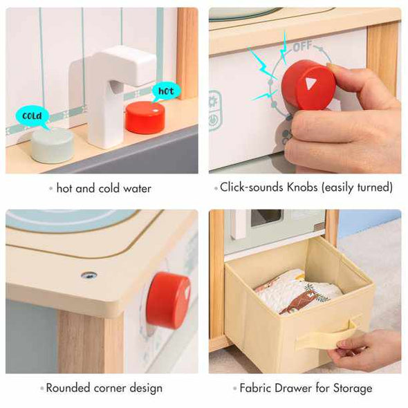 Kid's Wooden Play Kitchen Set - Aroflit