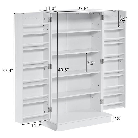 Kitchen Pantry Cabinet, Adjustable Shelves, Large Storage, White - Aroflit