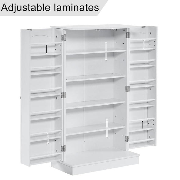 Kitchen Pantry Cabinet, Adjustable Shelves, Large Storage, White - Aroflit
