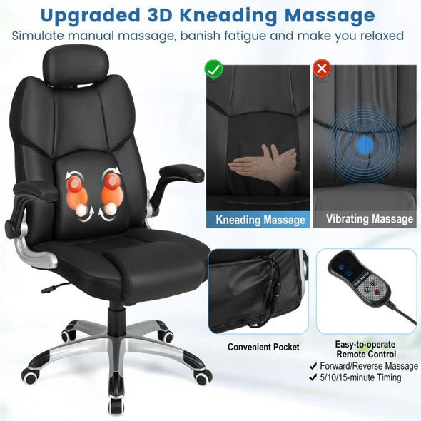Kneading Massage Office Chair with Adjustable Headrest – Relax & Support - Aroflit