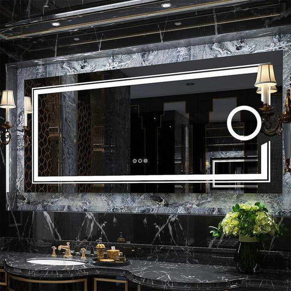 Large Backlit Bathroom Mirror With LED Lights - Aroflit
