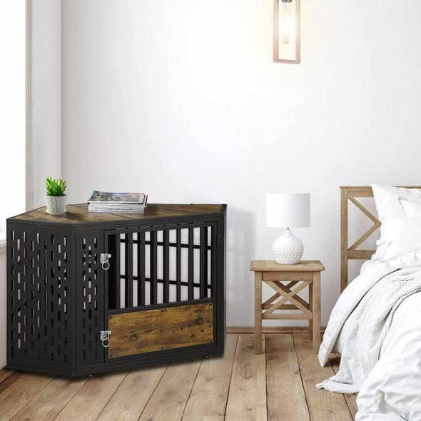 Large Dog Kennel Crate End Table Furniture - Aroflit