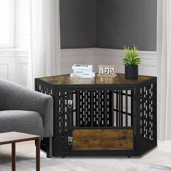 Large Dog Kennel Crate End Table Furniture - Aroflit