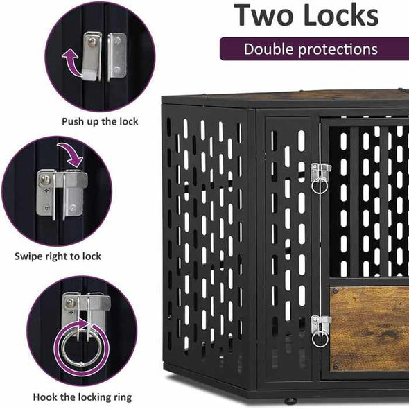 Large Dog Kennel Crate End Table Furniture - Aroflit