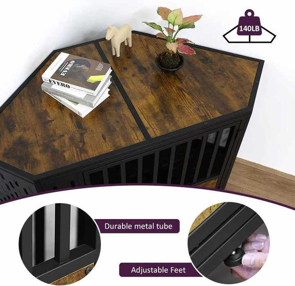 Large Dog Kennel Crate End Table Furniture - Aroflit