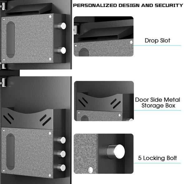 Large Fireproof Home Safe Box with Touchscreen Keypad & 5 Locking Bolts - Aroflit
