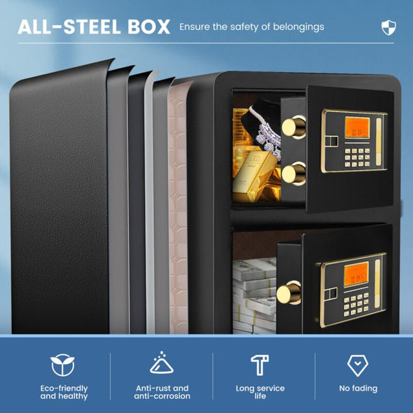 Large Home Safe 4.5 Cub Fireproof Double Lockbox with Digital Keypad - Aroflit