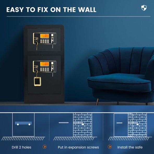 Large Home Safe 4.5 Cub Fireproof Double Lockbox with Digital Keypad - Aroflit