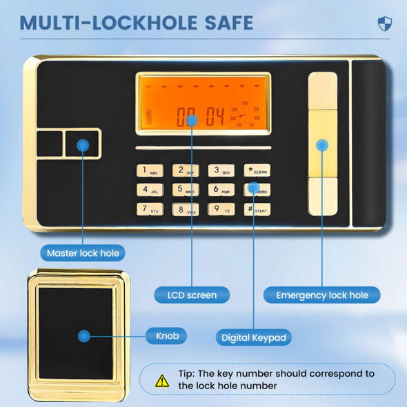 Large Home Safe 4.5 Cub Fireproof Double Lockbox with Digital Keypad - Aroflit