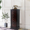 Large Mirrored Wooden Standing Jewelry Armoire – Elegant Organizer Cabinet - Aroflit