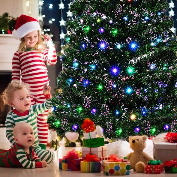 Large Pre - Lit Artificial Christmas Tree with LED Lights - Aroflit