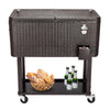 Large Wheeled Outdoor Patio Beverage Cooler Chest - 80 Quart with Rattan - Aroflit