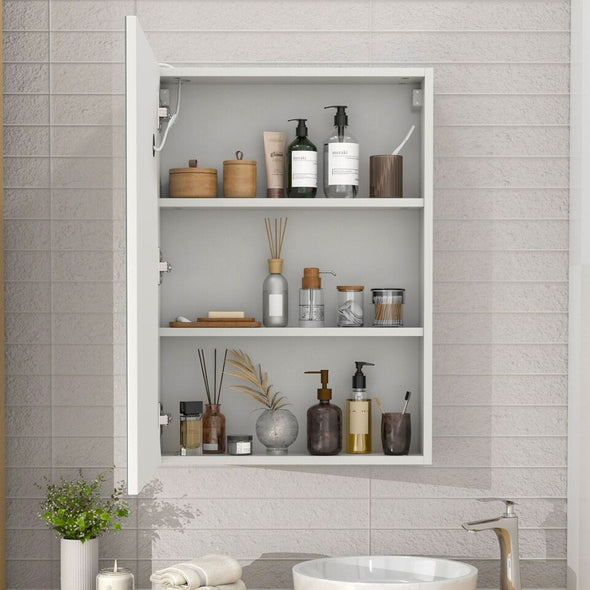 LED Mirrored Bathroom Cabinet with Adjustable Light & Storage - Aroflit