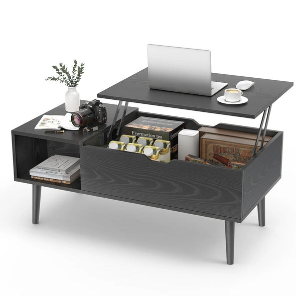 Lift Top Coffee Table with Storage & Adjustable Height Mechanism - Aroflit