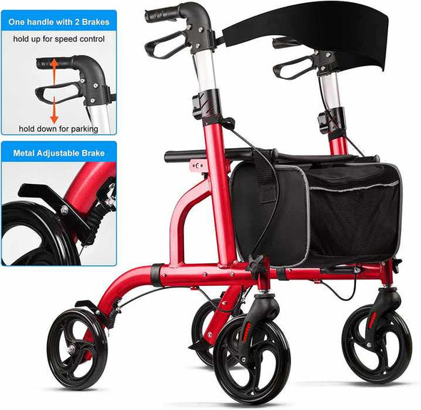 Lightweight Rolling Bariatric Rollator Walker With Seat - Aroflit