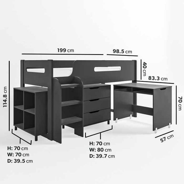 Lumia™ High Sleeper Cabin Bed with Storage and Desk - Aroflit