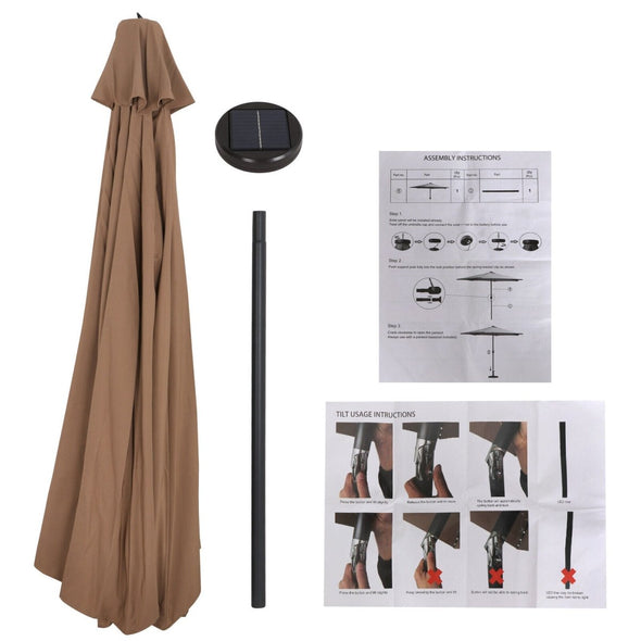Luxury Outdoor Cantilever Patio Umbrella with Solar LED Lights - Aroflit