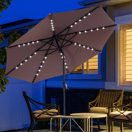 Luxury Outdoor Cantilever Patio Umbrella with Solar LED Lights - Aroflit
