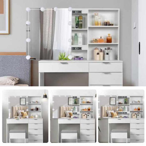 Makeup Vanity Mirror Desk With LED Lights - Aroflit