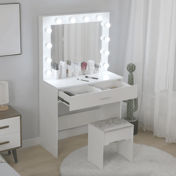 Makeup Vanity Mirror Desk With LED Lights - Aroflit