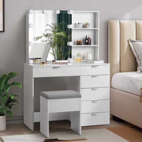 Makeup Vanity Mirror Desk With LED Lights - Aroflit