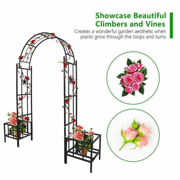Metal Garden Trellis Vinyl Rose Arbor Archway Gate - Aroflit