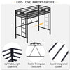 Metal Twin Loft Bed Frame with Desk, Guardrail, Ladder, and 400lb Capacity - Aroflit