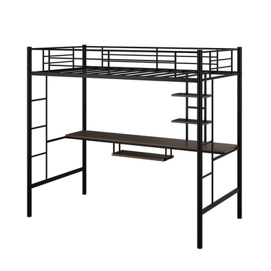 Metal Twin Loft Bed with Desk and Storage – Space - Saving & Stylish Design - Aroflit