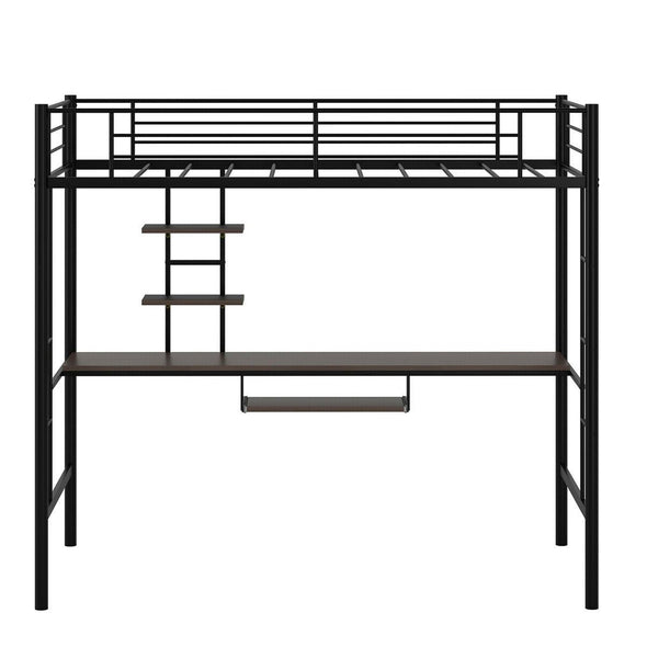 Metal Twin Loft Bed with Desk and Storage – Space - Saving & Stylish Design - Aroflit
