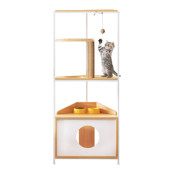 Modern Cat Climbing Condo Tower Tree With Litter Box - Aroflit