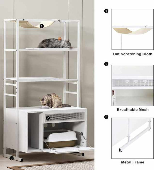 Modern Cat Climbing Condo Tower Tree With Litter Box - Aroflit
