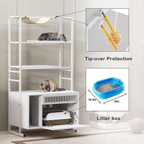 Modern Cat Climbing Condo Tower Tree With Litter Box - Aroflit