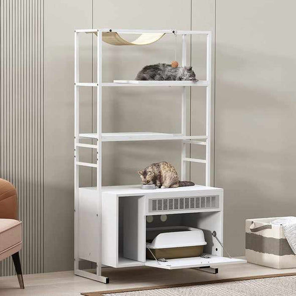 Modern Cat Climbing Condo Tower Tree With Litter Box - Aroflit