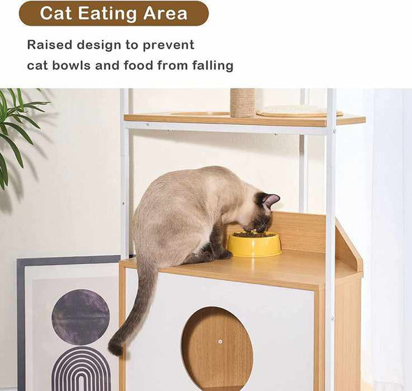 Modern Cat Climbing Condo Tower Tree With Litter Box - Aroflit