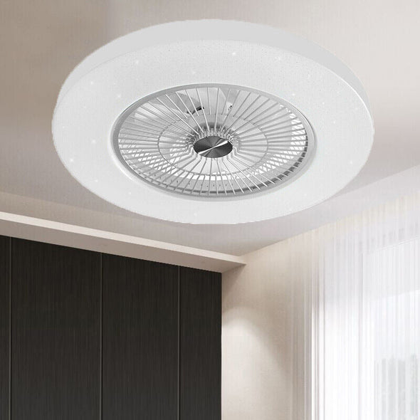 Modern LED Flush Mount Ceiling Fan with Light for Living Room - Aroflit