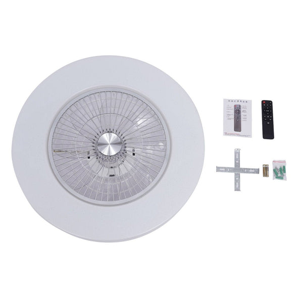 Modern LED Flush Mount Ceiling Fan with Light for Living Room - Aroflit