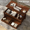 Modern Lift Top Coffee Table with Storage, Drawers & Adjustable Height - Aroflit
