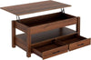Modern Lift Top Coffee Table with Storage, Drawers & Adjustable Height - Aroflit