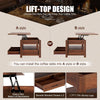 Modern Lift Top Coffee Table with Storage, Drawers & Adjustable Height - Aroflit