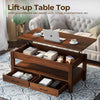 Modern Lift Top Coffee Table with Storage, Drawers & Adjustable Height - Aroflit