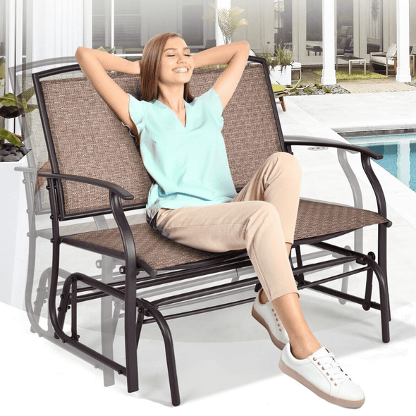 Modern Metal Loveseat Glider Bench for Patio & Garden, Comfortable - Aroflit