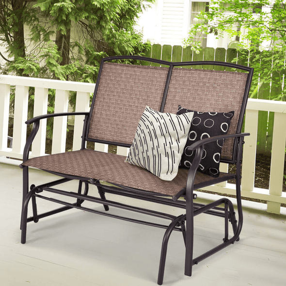 Modern Metal Loveseat Glider Bench for Patio & Garden, Comfortable - Aroflit