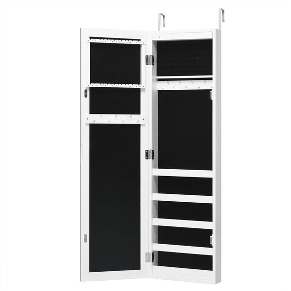 Modern Over The Door Jewelry Armoire Mirror with Storage and Lock - Aroflit