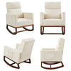 Modern Wooden Cushioned Rocking Chair with Side Pockets for Comfort - Aroflit