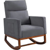Modern Wooden Cushioned Rocking Chair with Side Pockets for Comfort - Aroflit