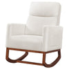 Modern Wooden Cushioned Rocking Chair with Side Pockets for Comfort - Aroflit