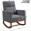 Modern Wooden Cushioned Rocking Chair with Side Pockets for Comfort - Aroflit