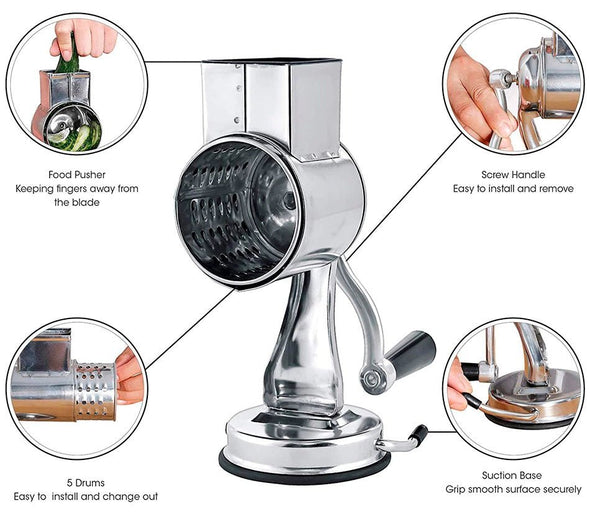 Multi - Functional Kitchen Rotary Grater, Shredder, Slicer for Meal Prep - Aroflit