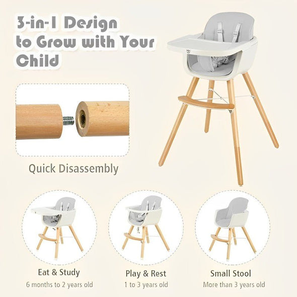 MyBaby 3 - IN - 1 Convertible Baby High Chair, Comfortable, Adjustable - Aroflit
